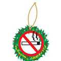 No Smoking Sign Gift Shop Wreath Ornament w/ Clear Mirrored Back (3 Sq. In.)